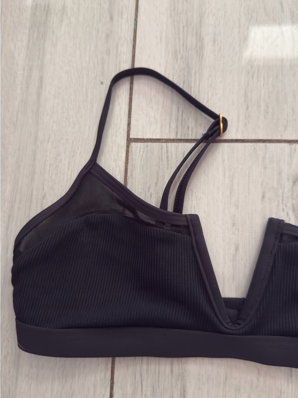 NWT L Space Sadie Ribbed Mesh Bikini Top S - Picture 3 of 10
